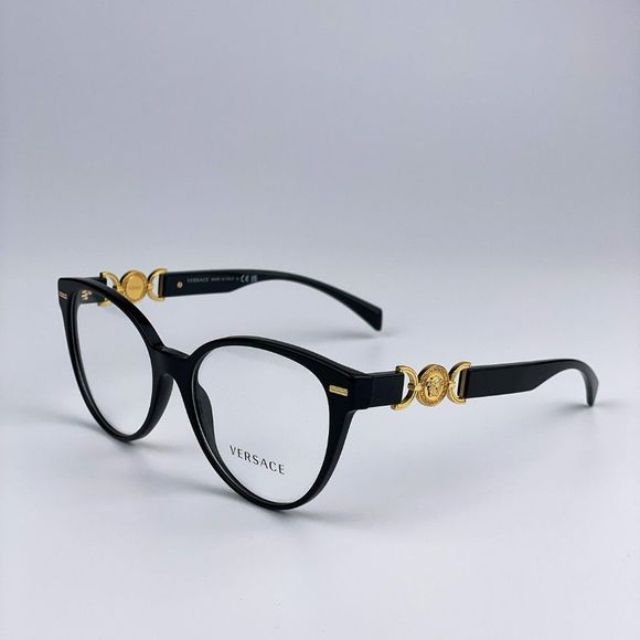 Versace VE3334 GB1 Eyeglasses Black Gold Cat Eye Women - Picture 7 of 13